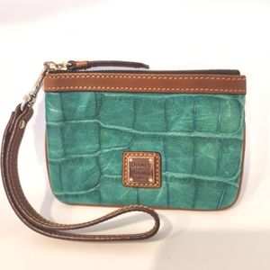 Dooney bourke croc embossed leather wristlet avocado
